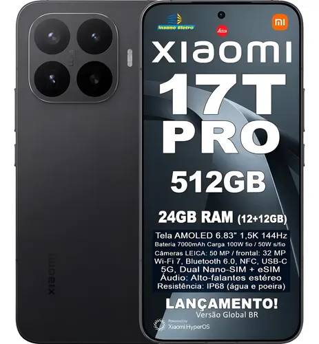 Xiaomi 17t Pro 512gb+24gb Ram 5g Nfc Global Br Lacrado (2026