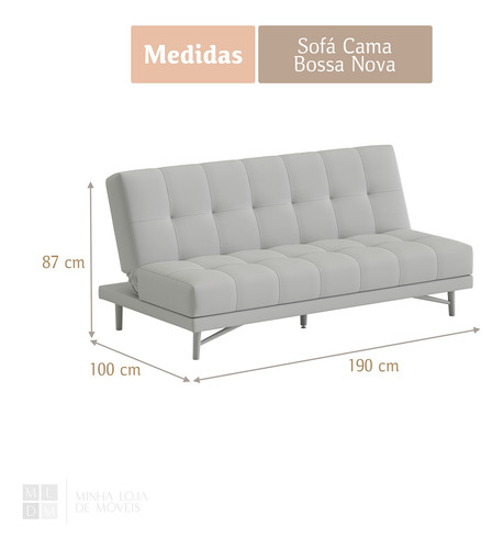 Sofá Cama 3 Lugares Bossa Nova 190cm No Linho Várias Cores