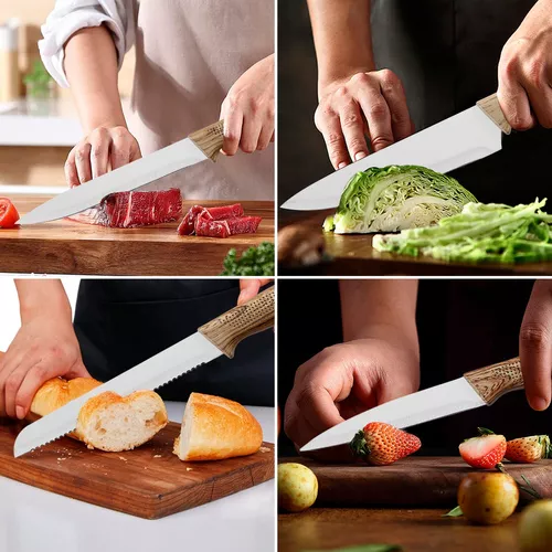 Set De Cuchillos De Cocina Profesional Con Tabla Para Cortar