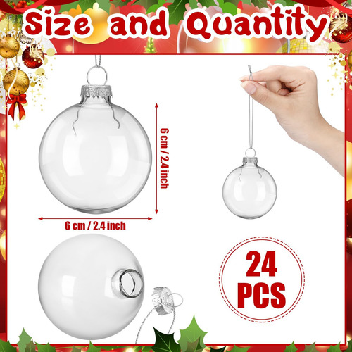 Lilador 24 Pcs Ornamentos De Bola De Vidrio Transparente Par