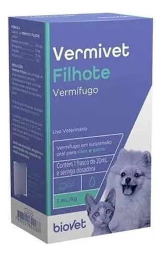 Vermífugo Vermivet Filhotes Cães E Gatos 20ml