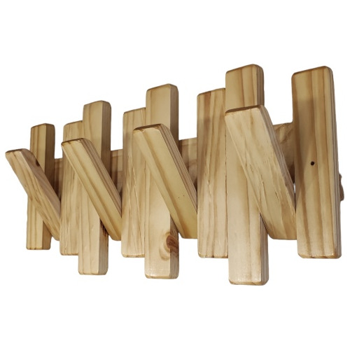 Perchero Madera 4 Perchas Plegables. Decorativo Pared 