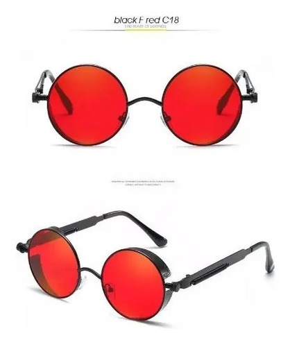 Gafas Redondas Aoron Lente Rojo Lennon Hypster + Estuche 1a | MercadoLibre
