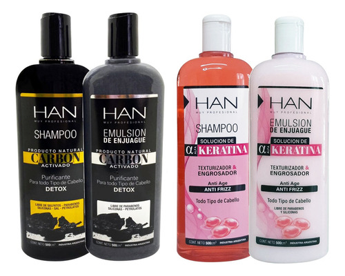 Combo X2 Shampoo Y Enjuague Carbon Detox - Keratina - Han