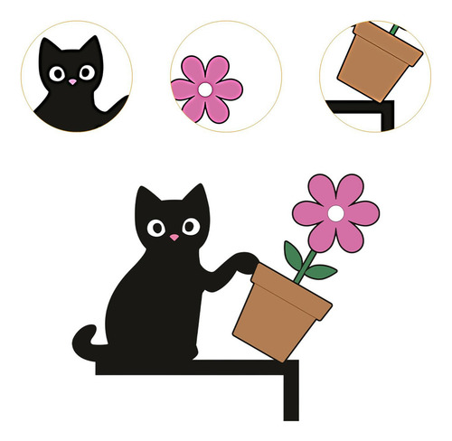Fa Esquina De La Puerta Derecha Gato De Maceta De Flores