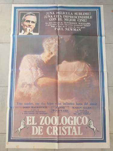 Antiguo Afiche Cine - El Zoológico De Cristal *