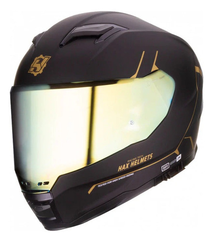 Casco Integral Hax Forcé Negro Mate Oro 