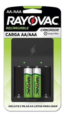 Cargador Rayovac Ps132 Aa Aaa + 2 Pilas Recargables Aa