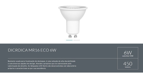 Imagem 7 de 10 de 10x Lampada Dicroica Mr16 Stella Gu10 Led 6w Sth6525 Bivolt