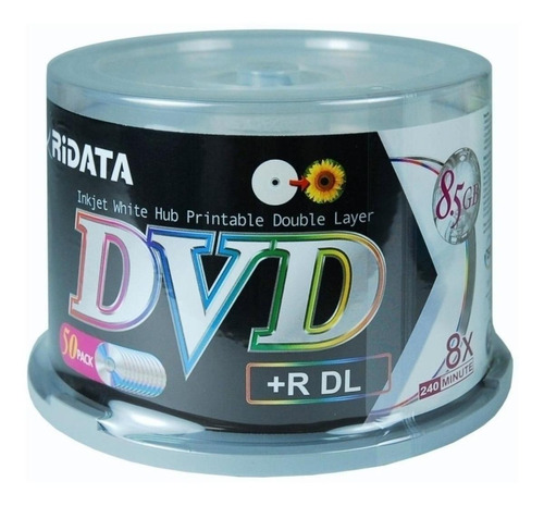 Disco Virgem Dvd+r Dl Ridata De 8x Por 50 Unidades- Ritek