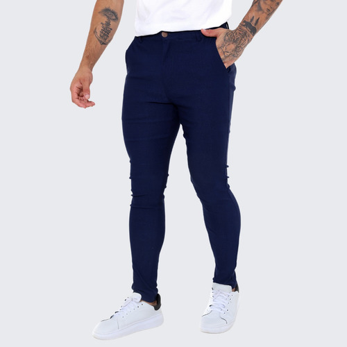 Calça Social Alfaiataria Masculina Skinny Esporte Fino 