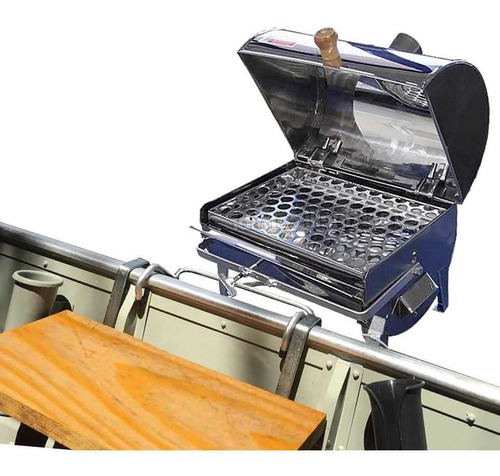 Imagem 1 de 6 de Churrasqueira Para Barco Bafinho Inox 30x20 + Mesa De Corte