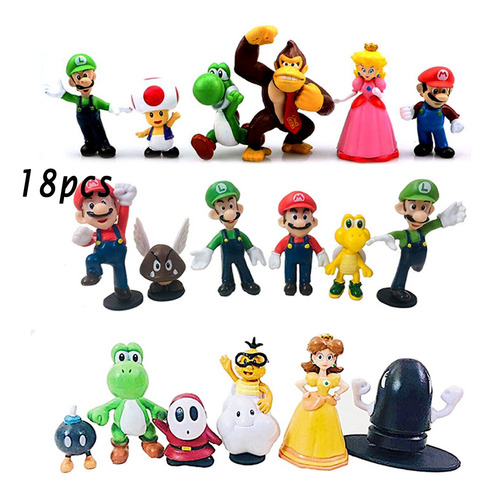 Set18 Figura De Juguete Mario Bros Luigi Yoshi Frog,