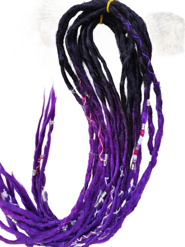 Kanekalon Rastas Desmontables 20 U De 50cm Violeta Y Negro