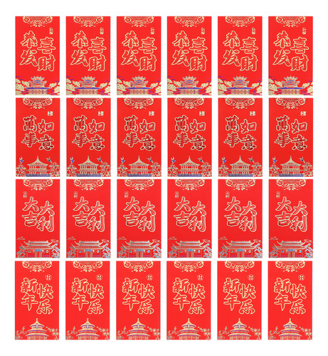 Sobre Rojo Para Regalos Chinos, Año Nuevo, Boda, 24 Unidades
