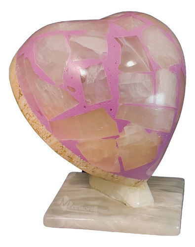 Lampara Mod. Corazón En Piedra Onix, Rosa. Recuerdo, Regalo