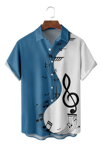 Camisa Hawaiana Unisex For Guitarra Musical, Camisa De Play