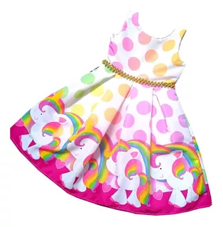 Vestido De Cumpleaños Para Niña Unicornio 2095 - Jp
