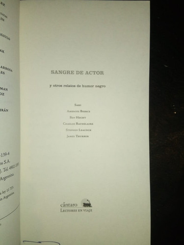 Sangre De Actor Y Relatos De Humor Negro Baudelaire, Saki