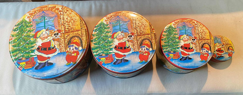 Set De 4 Latas Navideñas Antiguas De Galletas Encajables (Usado)