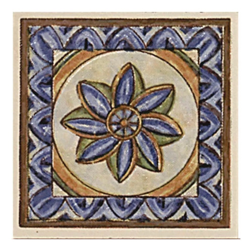 Taco Con Diseño Floral Azul 7.5x7.5 Estilker