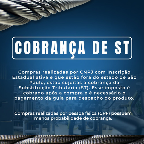 50 Metros Cabo Aço 1/8 Aa Revestido Nylon P/ Academia 6x19