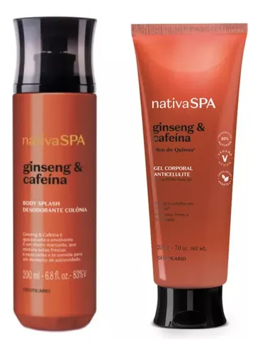 Boticário Kit Body Splash + Gel Corporal Anticelulite Ginseng & Cafeína 200ml
