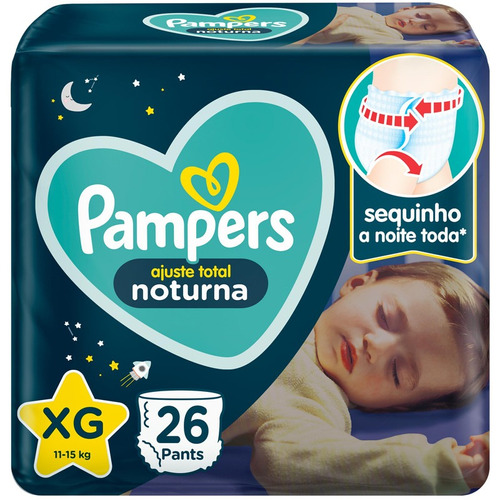 Fralda Descartável Infantil Pants Noturna Pampers XG Pacote 26 Unidades