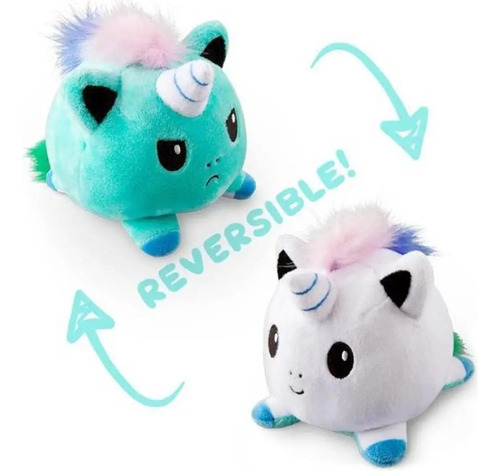 Gato Unicornio Reversible Turquesa-blanco