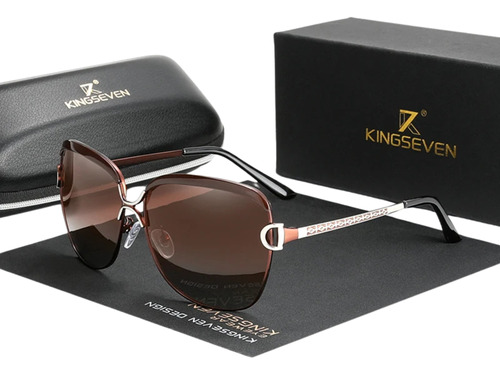 Lindo Óculos Feminino Sol Kingseven Lentes Polarizadas Cor Marrom Cor da armação Marrom Cor da lente Marrom