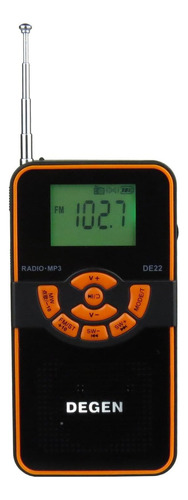 Degen De22 Radio De Onda Corta Am/fm Recargable 3 En 1 Color Negro/naranja 110v