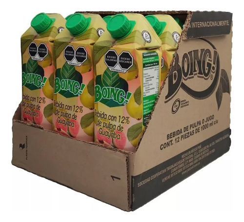 Bebida Boing 1 Litro Sabor Guayaba - 12 Piezas