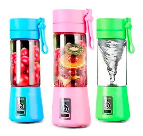 Mixer Liquidificador Portatil Licuadora Recarregavel Shake Cor Rosa Usb