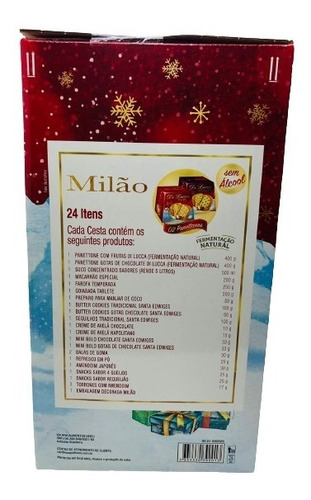 Imagem 5 de 5 de Kit 4 Un Cesta De Natal E Ano Novo 24 Itens Familia Empresa