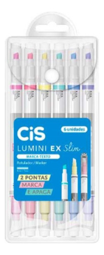 Marca Texto Apagável Lumini Ex Slim Com 6 Unid - Cis