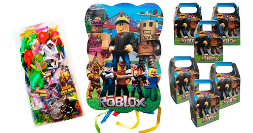 Kit Piñata Relleno X100 Y Cajas Sorpresa Roblox