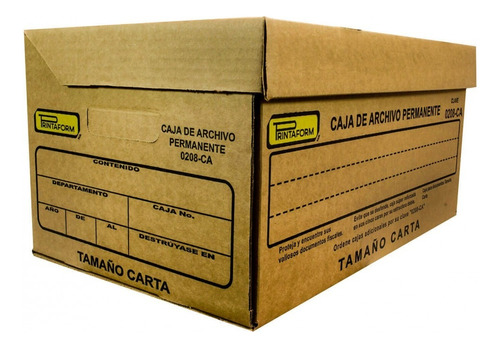 Caja Para Archivo Tamaño Carta Paq 25pz Printaform 