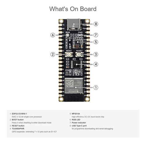 Placa De Desarrollo Esp32-c6-m, Microcontrolador Wifi 6 Esp-