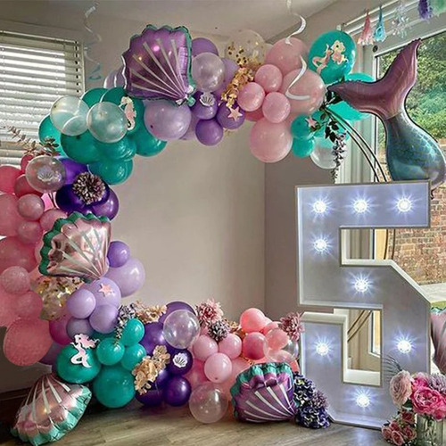 Arco De Globos Cola De Sirena Y Ostras De Mar De 97 Pzas