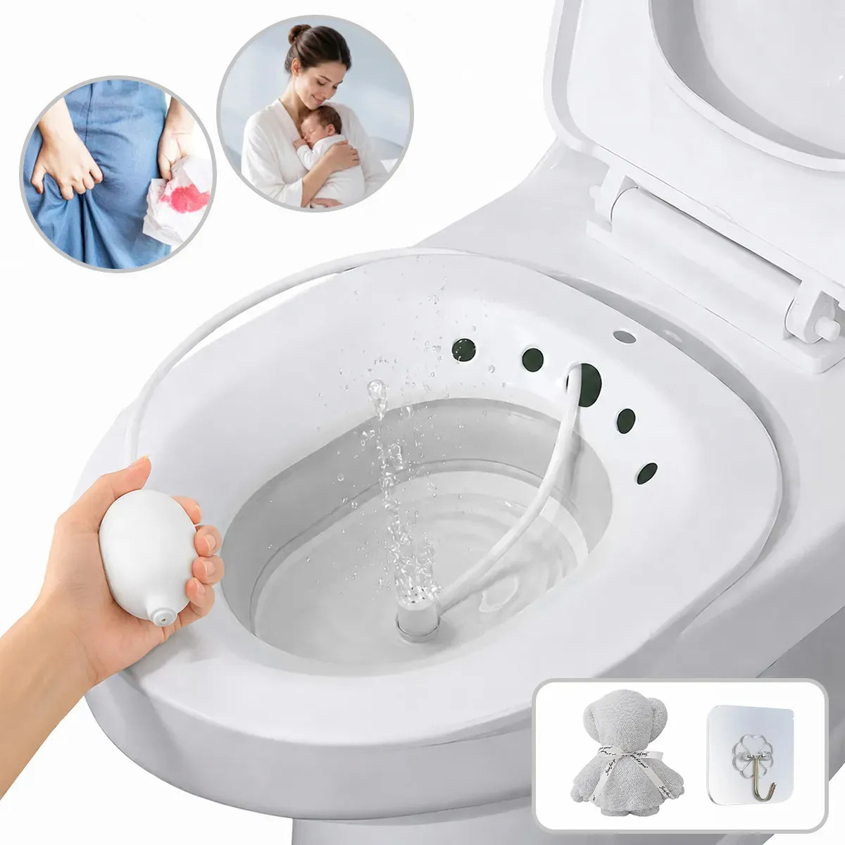 Bacia Para Banho de Assento Dobrável Fallove Para Higiene Íntima com Material PP+TPR Resistente