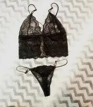 Comprar Conjunto Lencería Bralette Abierto Encaje Con Regulable