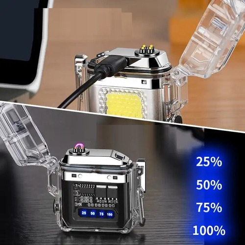 Isqueiro Plasma Usb Recarregavel A Prova D'agua Com Lanterna