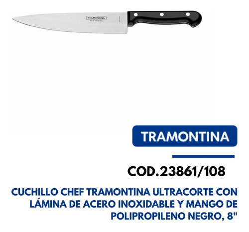 23861108 Tramontina Cuchillo Chef 8 Ultracorte