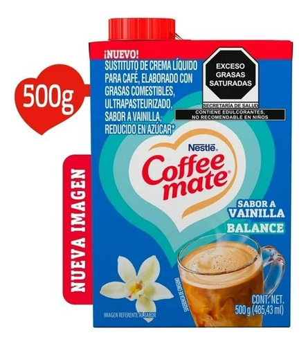 Sustituto De Crema Líquido Coffee Mate Vainilla Balance 500g