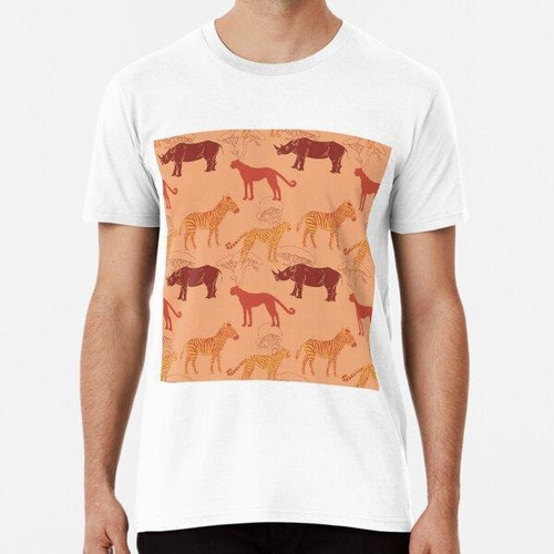 Remera Burnt Orange Animals Neck Gator Leopards Rhinos Zebra