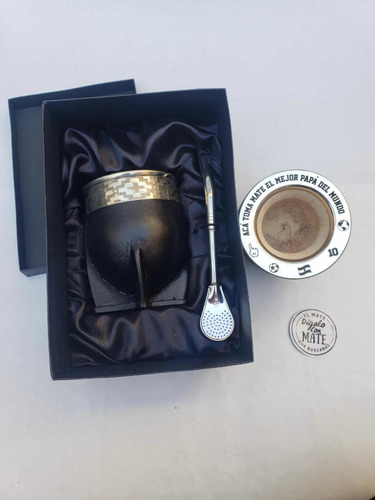 Caja Estuche Para Guarda Mate Y Bombilla Premium Con Sostene Negro