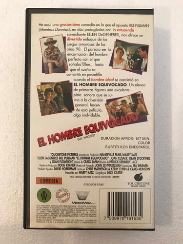 Vhs Original El Hombre Equivocado Mr. Wrong Ellen Degeneres (Usado)