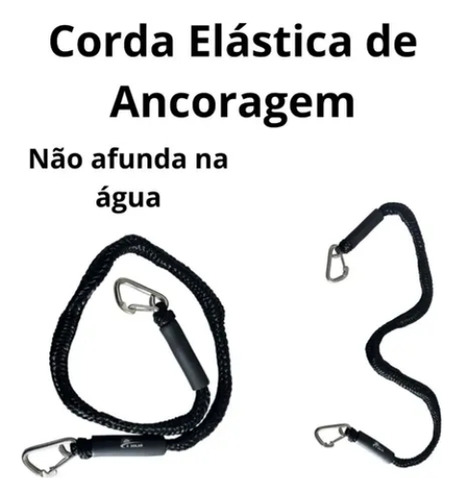Amarra Elástica Com Mosquetão Jet Ski Barco Kaiake 1,2m Preto