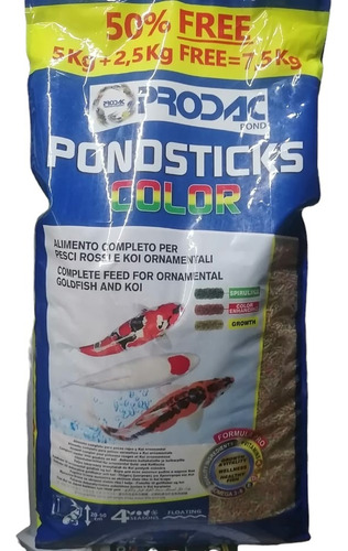 Prodac Alimento Pondsticks Color 7.5kg Acuario Estanque 