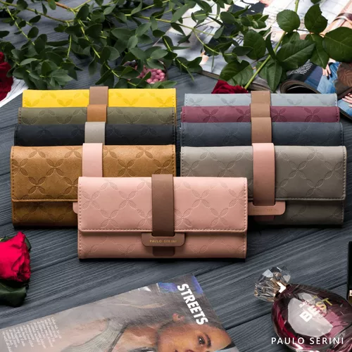 PAULO SERINI® Cartera Mujer - Cartera para mujer con monedero - Tarjetero 9  tarjetas - Pulsera - Carteras veganas para mujer - Regalos de cumpleaños